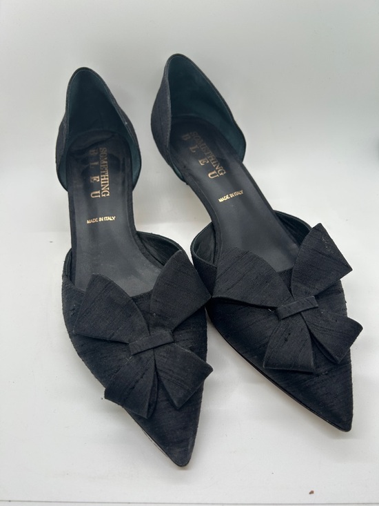 Something Bleu Shoes - Something Bleu Black Pointed Toe Bow D'Orsay Kitten Heels Shoes **Size 9** 🥀🥀
